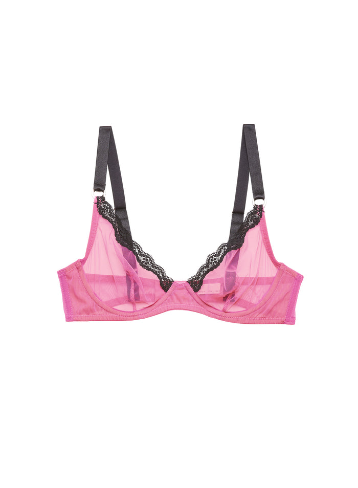 Sheer Tulle Demi Bra-pretty pink-flat