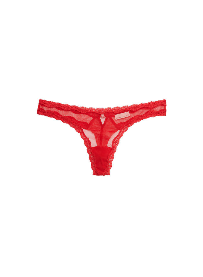 Sheer Tulle Thong-rouge-flat