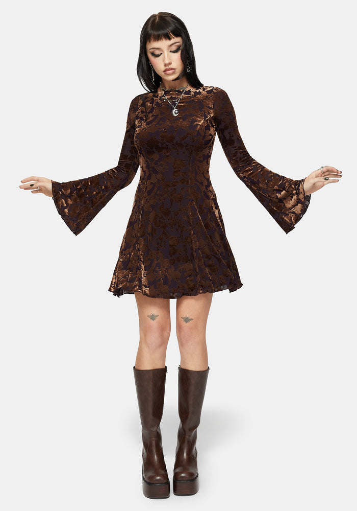 Sienna Devore Cowl Lettuce Hem Mini Dress