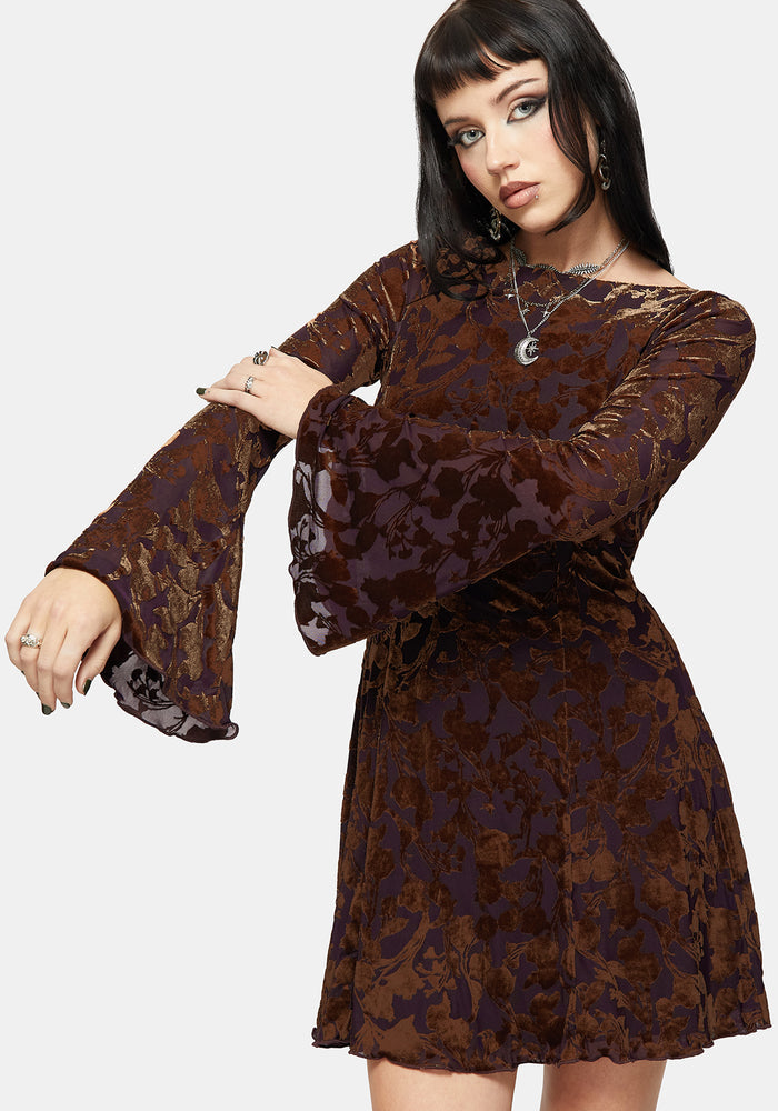 Sienna Devore Cowl Lettuce Hem Mini Dress