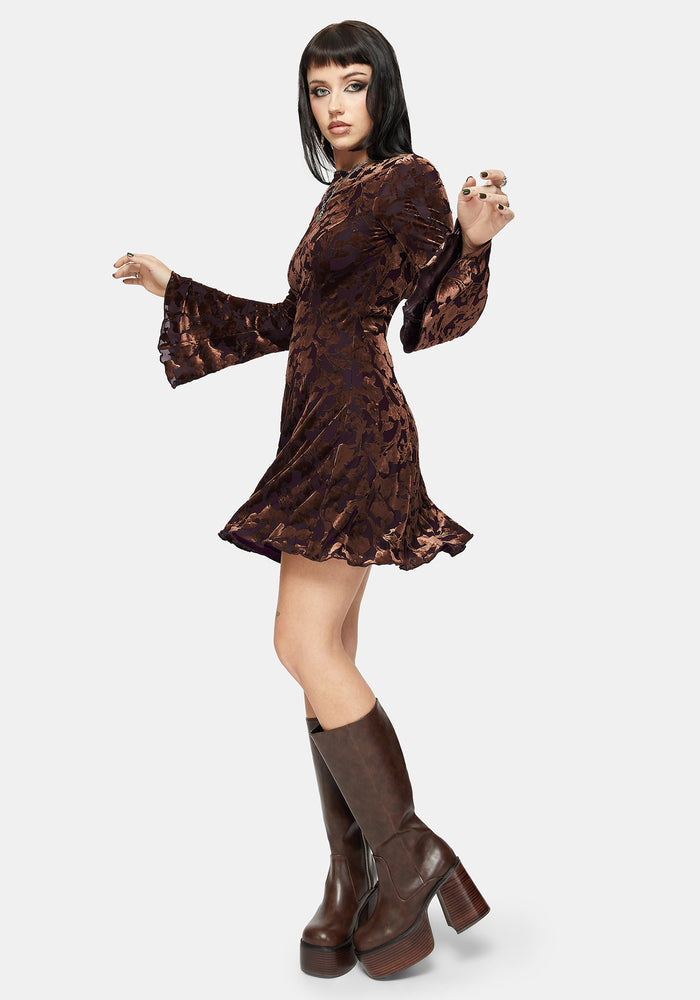 Sienna Devore Cowl Lettuce Hem Mini Dress