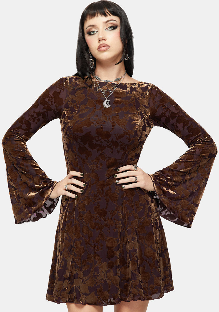 Sienna Devore Cowl Lettuce Hem Mini Dress