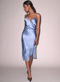 Silk Bias Slip Dress-denim blue-Fleur du Mal