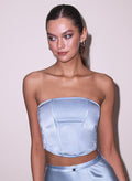 Silk Corset Top-pastel sky-Fleur du Mal