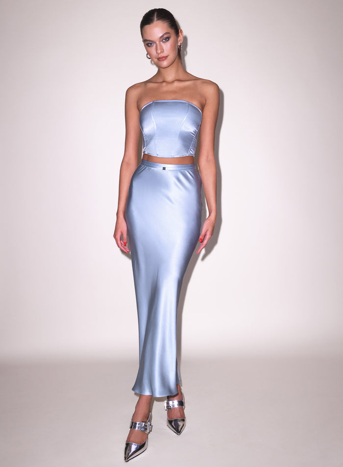 Silk Corset Top-pastel sky
