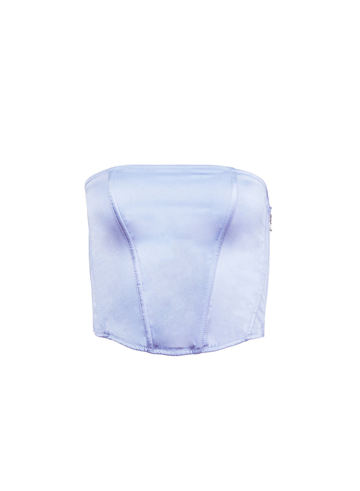 Silk Corset Top-pastel sky-flat