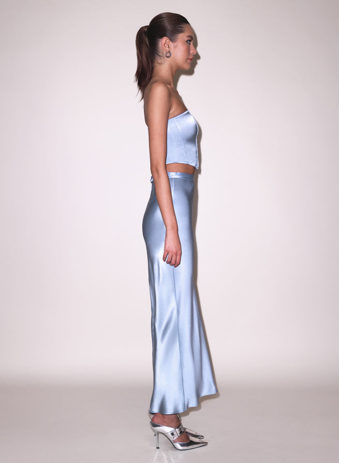 Silk Corset Top-pastel sky
