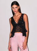 Silk Dot Ruffle Top-black-Fleur du Mal