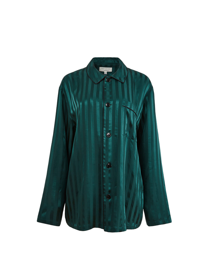 Silk Jacquard PJ Top-the maker green-flat