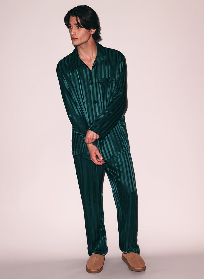Silk Jacquard PJ Top-the maker green