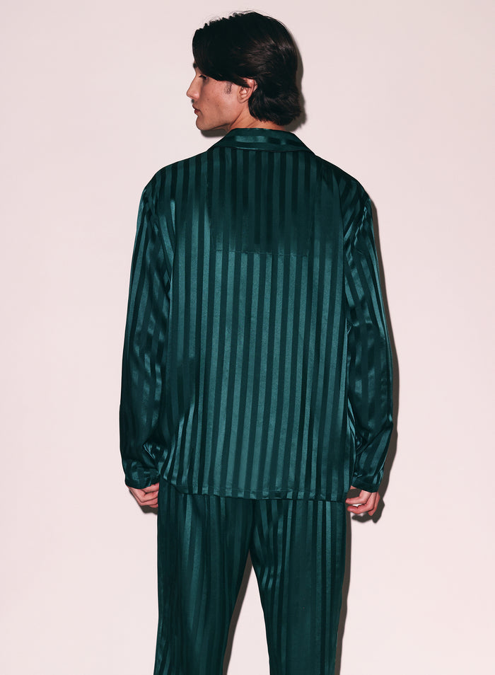 Silk Jacquard PJ Top-the maker green