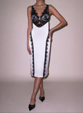 Silk & Lace V Neck Dress-ivory-Fleur du Mal