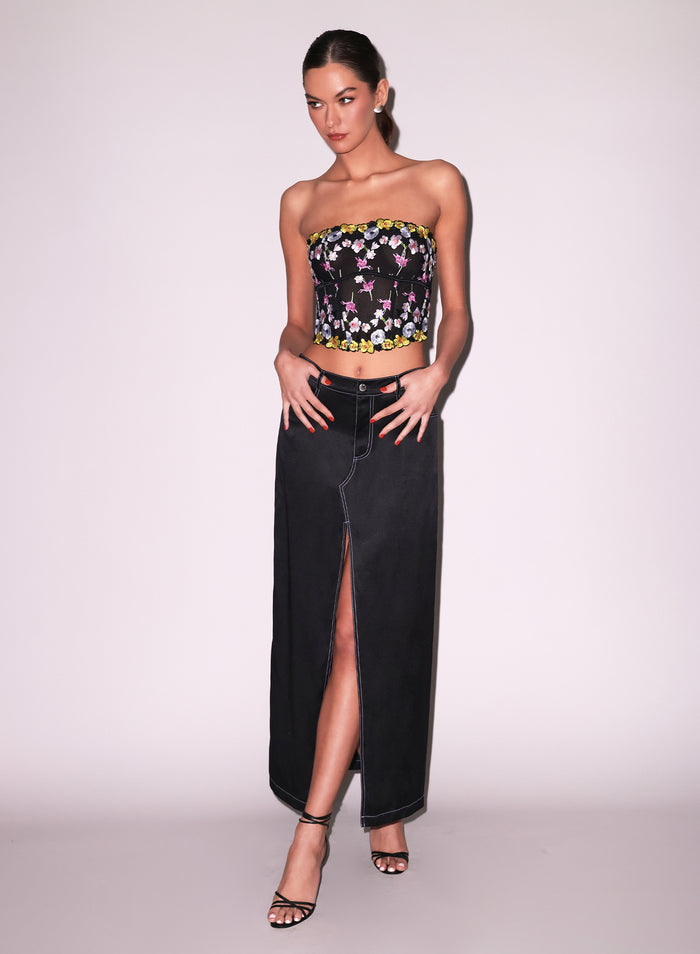 Silk Maxi Skirt-black-Fleur du Mal