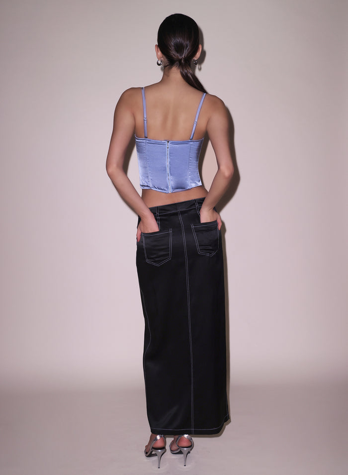 Silk Maxi Skirt-black
