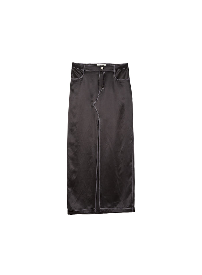 Silk Maxi Skirt-black-flat