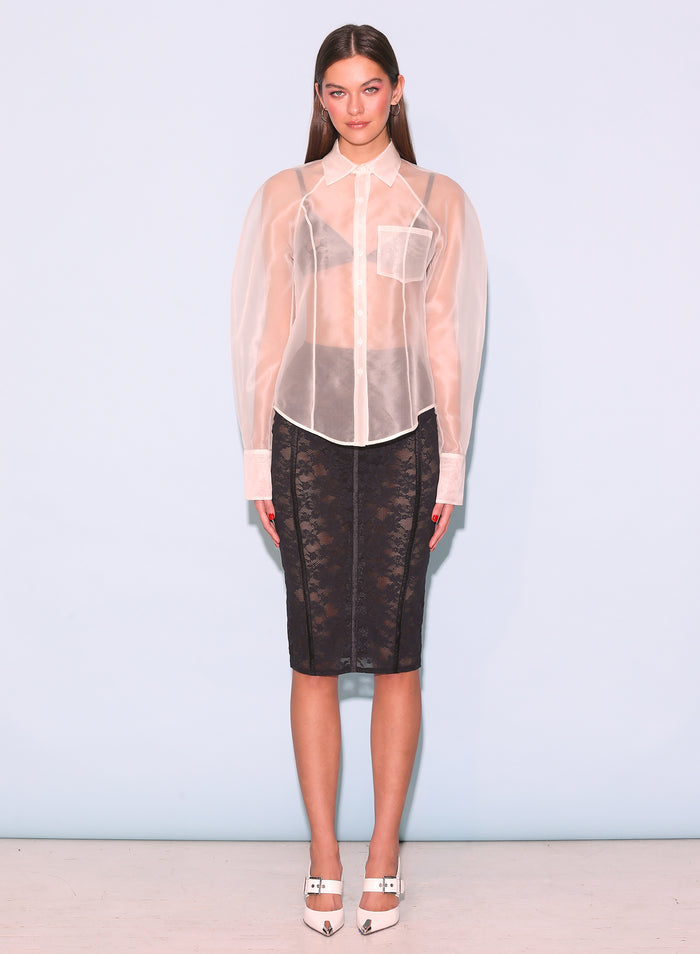 Silk Organza Button Down-ivory-Fleur du Mal