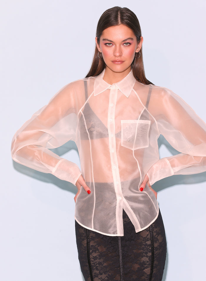 Silk Organza Button Down-ivory