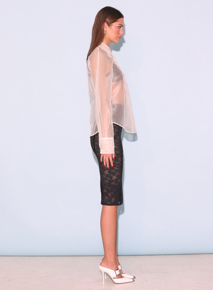 Silk Organza Button Down-ivory