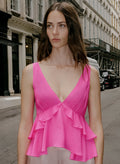 Silk Ruffle Top-wild pink-Fleur du Mal