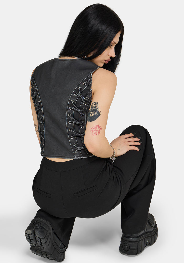 Sirrha PU Serpent Embroidered Waistcoat US 2