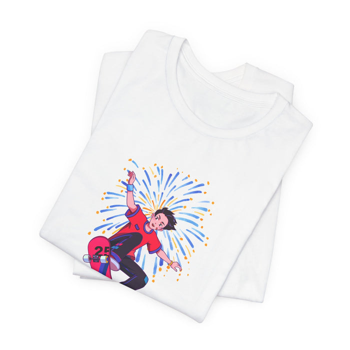 Skateboard Birthday Party T‑Shirt — "Want to dance, feel your bones on the wind" Graphic Tee