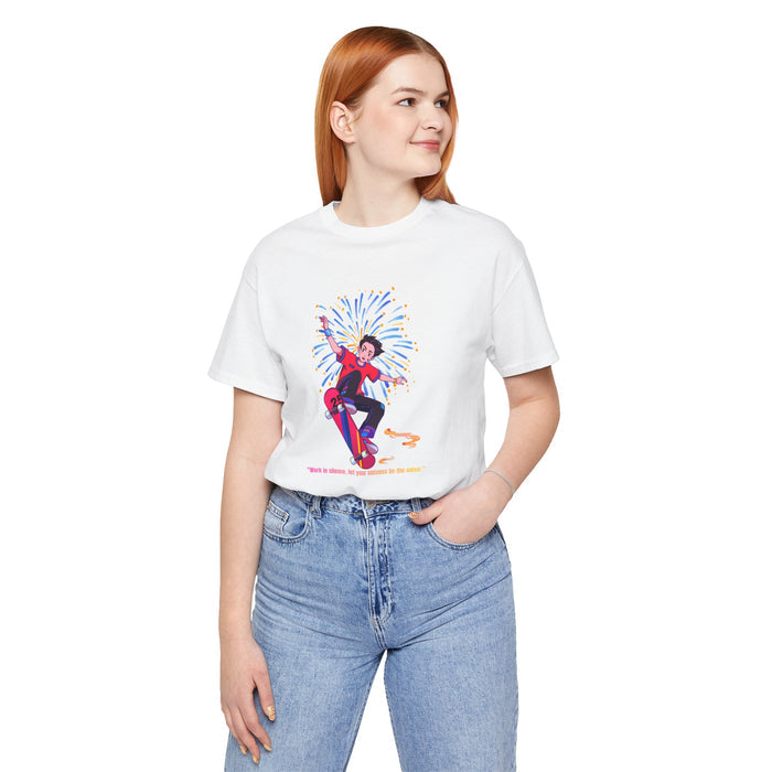 Skateboard Birthday Party T‑Shirt — "Want to dance, feel your bones on the wind" Graphic Tee