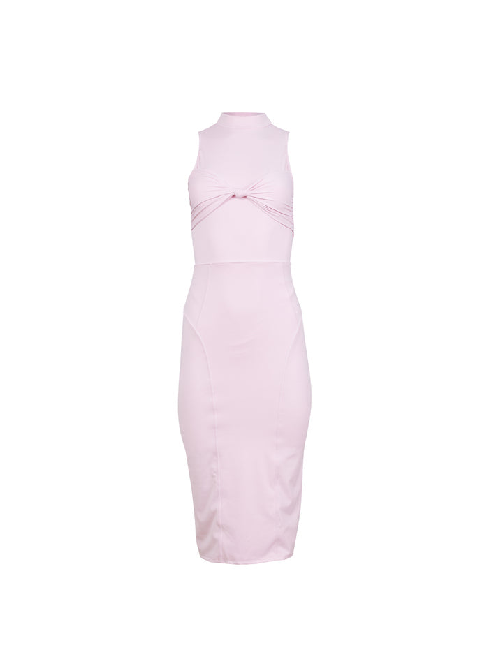 Sleek Jersey Knot Dress-barely pink-flat