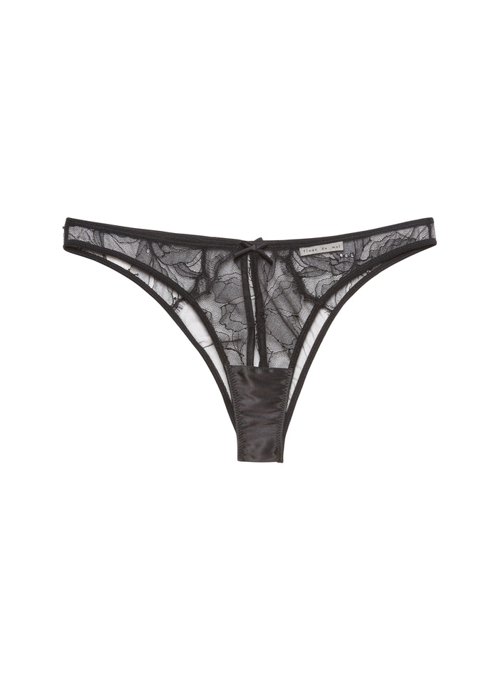 Sophia Lace Ouvert Cheeky-black-flat