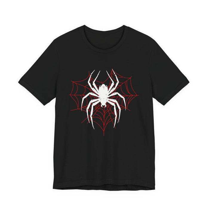 Spiderweb Graphic Tee — Minimal Red Spider Web T-Shirt (Halloween Casual)