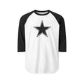 Star Raglan Shirt – Distressed Black Star Baseball Tee