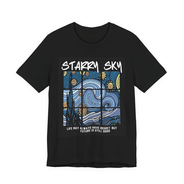 Starry Sky Tee — 'Life May Always Have Regret But Future Is Still Good' Graphic T-Shirt