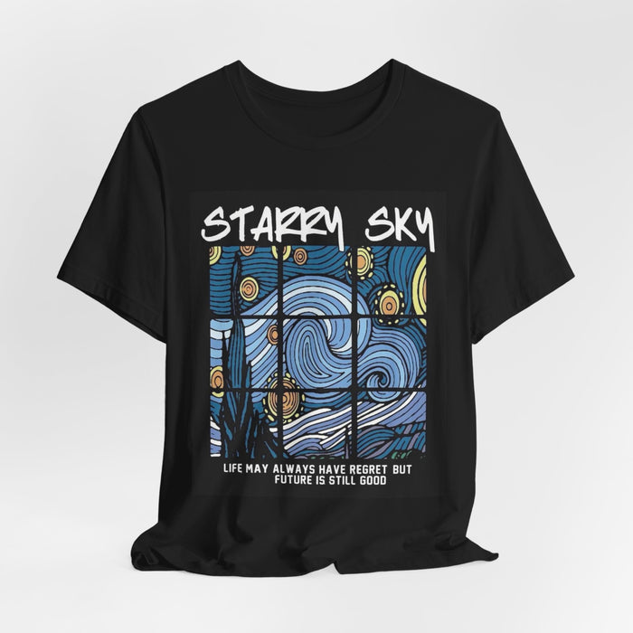 Starry Sky Tee — 'Life May Always Have Regret But Future Is Still Good' Graphic T-Shirt