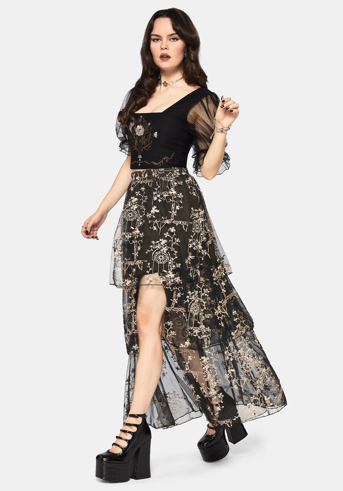 Stellar Vine Split Tiered Tulle Skirt