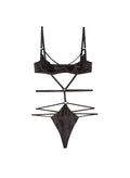 Strappy Bondage Underwire Bodysuit-black-Fleur du Mal-flat