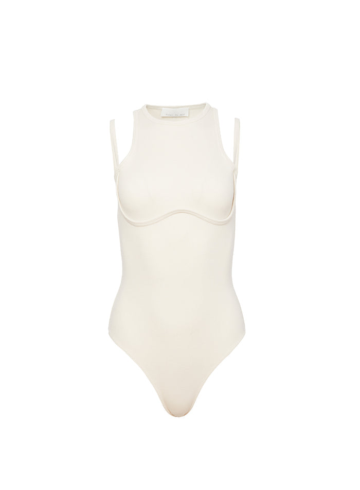 Strappy Ribbed Bodysuit-ecru-flat