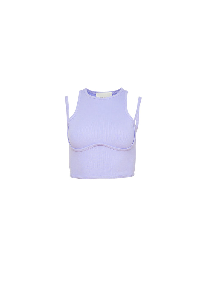 Strappy Ribbed Tank-lavender blue-flat