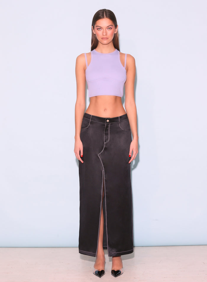 Strappy Ribbed Tank-lavender blue-flat