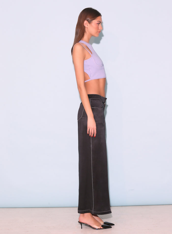 Strappy Ribbed Tank-lavender blue