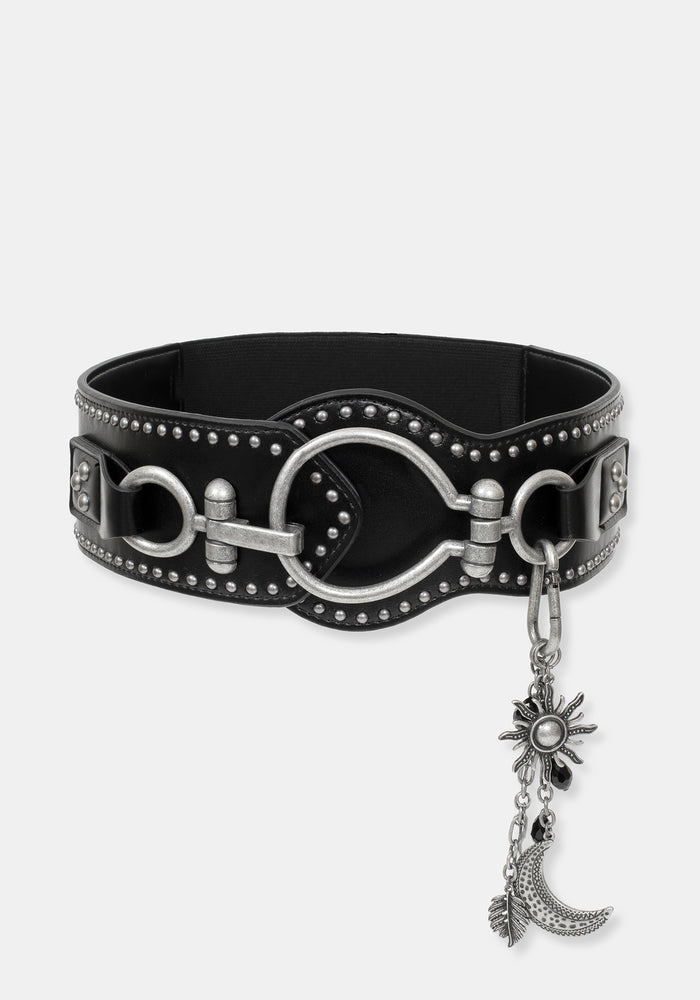 Sul Studded Charm Stretch Waist Belt