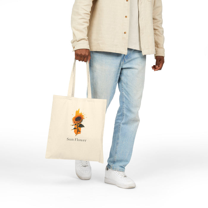 Sunflower Cotton Tote Bag – Floral Canvas Market Grocery Bag