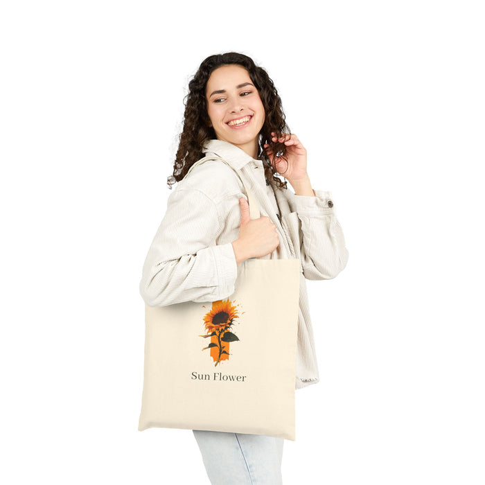 Sunflower Cotton Tote Bag – Floral Canvas Market Grocery Bag
