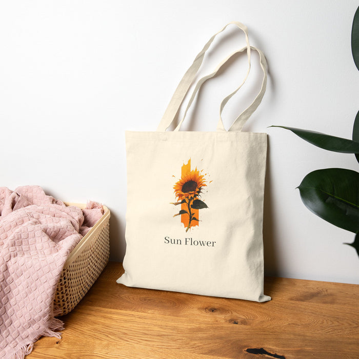 Sunflower Cotton Tote Bag – Floral Canvas Market Grocery Bag