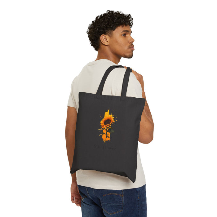 Sunflower Cotton Tote Bag – Floral Canvas Market Grocery Bag