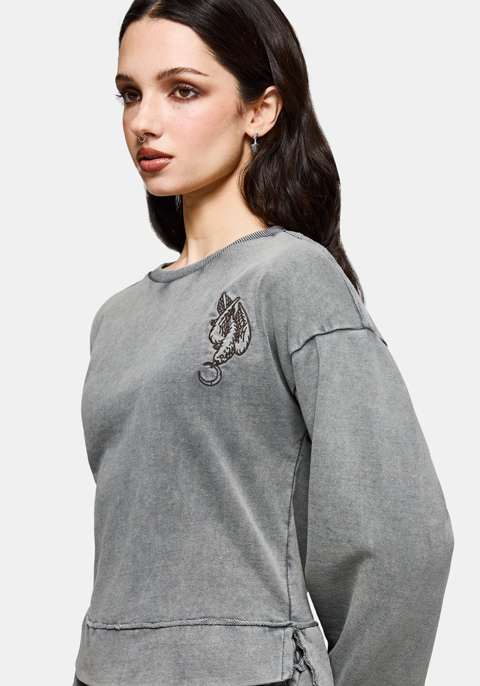 Sylph Fallen Dove Embroidered Sweatshirt