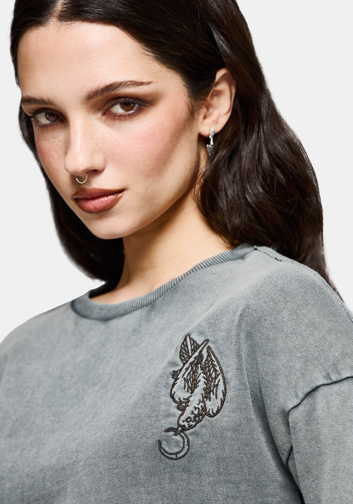 Sylph Fallen Dove Embroidered Sweatshirt