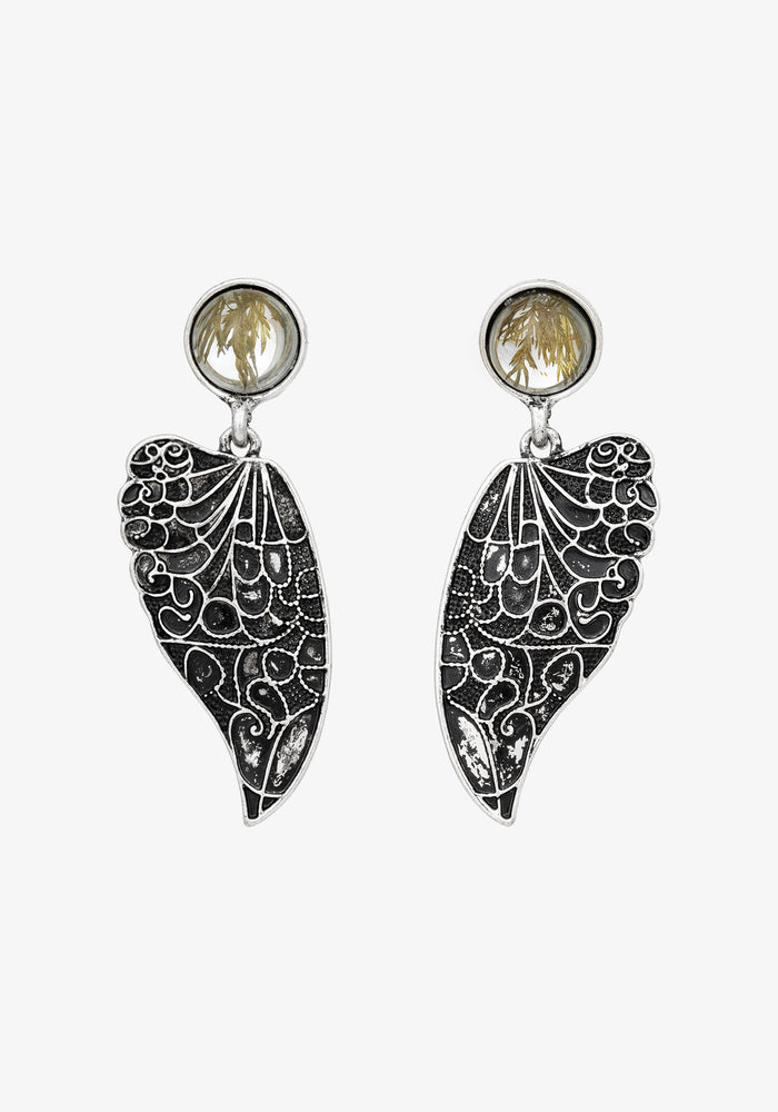 Sylvaine Fairy Wing Trapped Flower Earrings