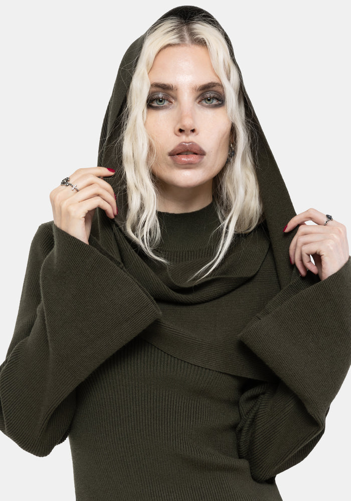 Symphony Scarf Cape Flare Knit Top