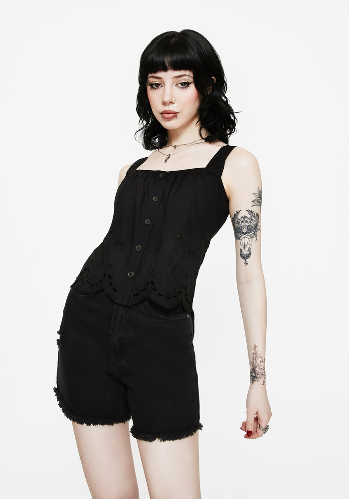 Synthweb Cotton Broderie Hem Cami Top