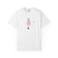 T-Shirt — Pink Hoodie Girl Illustration Tee (Cute Streetwear, Heart Accents)