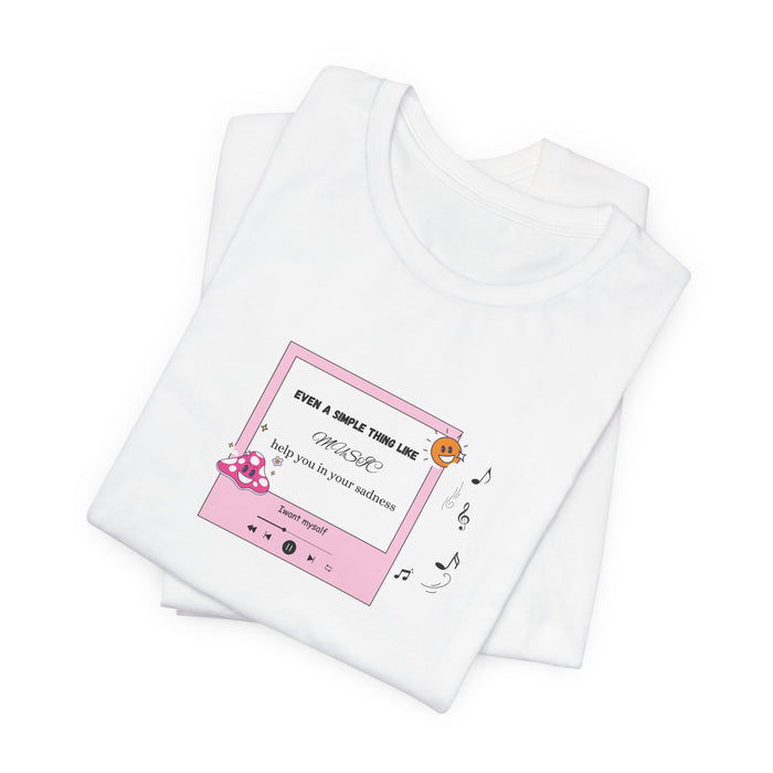 T-Shirt — Pink Music Player 'Stay In Your Sadness' Cute Aesthetic Tee